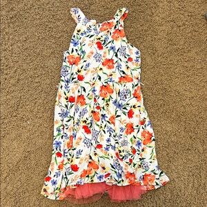 Knitworks Floral Kids Dress - White, Orange, Blue